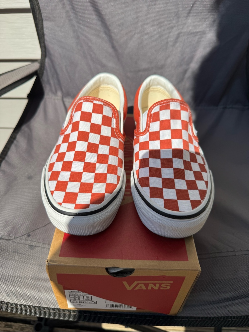 Vans Kids Checkerboard Slip-On Sneakers in Red and White